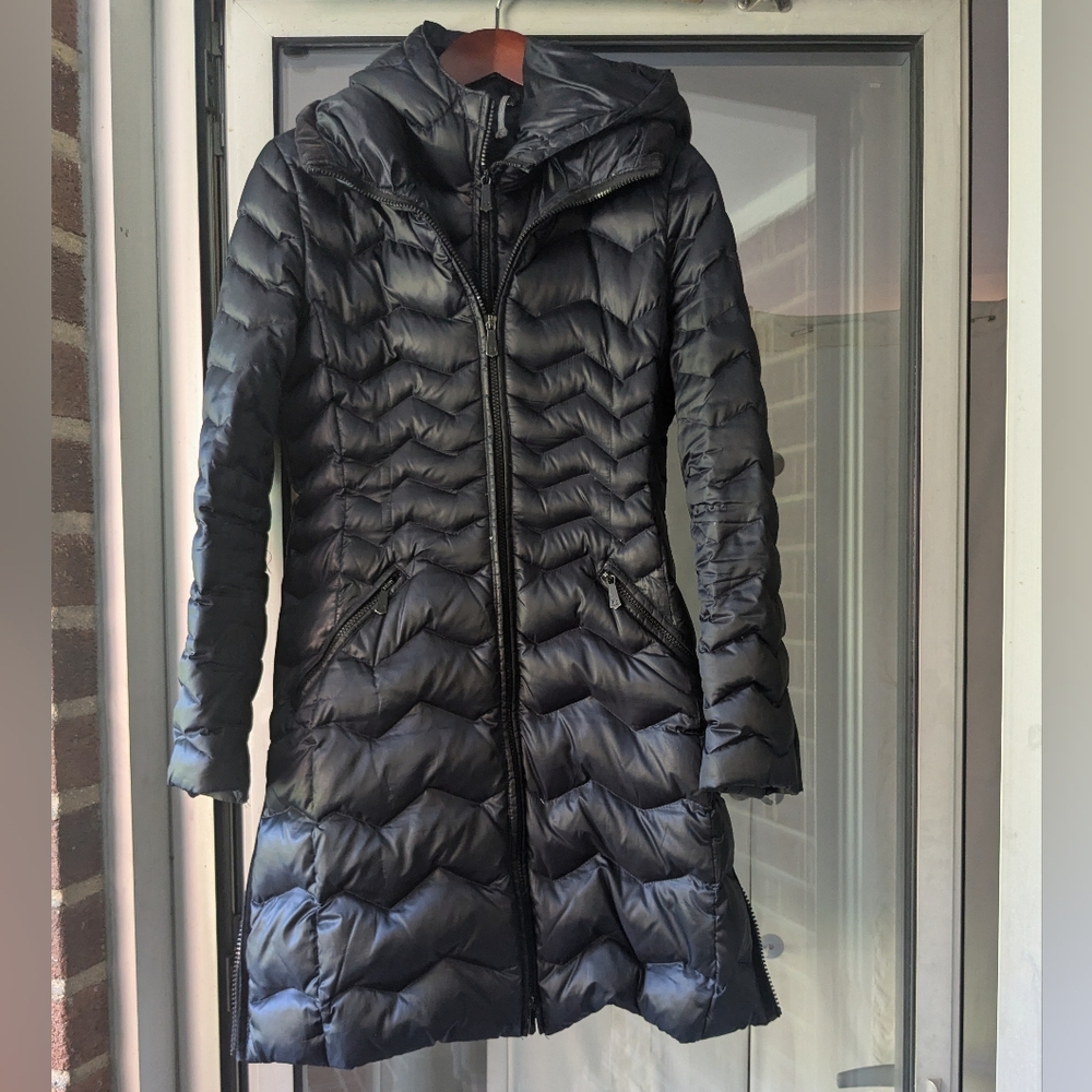 Dawn Levy Puffer Coat with Bib in Navy Blue